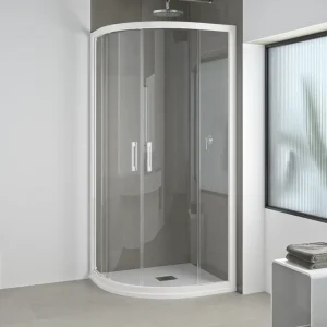 Mampara de ducha semicircular Sao Paulo Blanco 2 hojas correderas + 2 hojas fijas en mamparasdeduchalivery.es