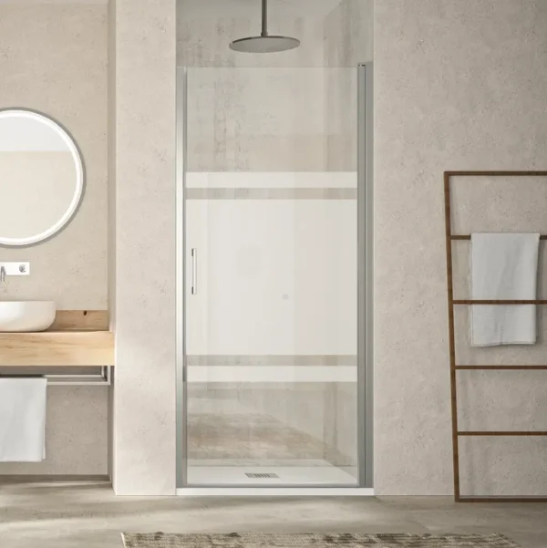 Mampara de ducha abatible Olimpia Plata – Diseño minimalista y apertura abatible para un baño más amplio y elegante - Imagen 2